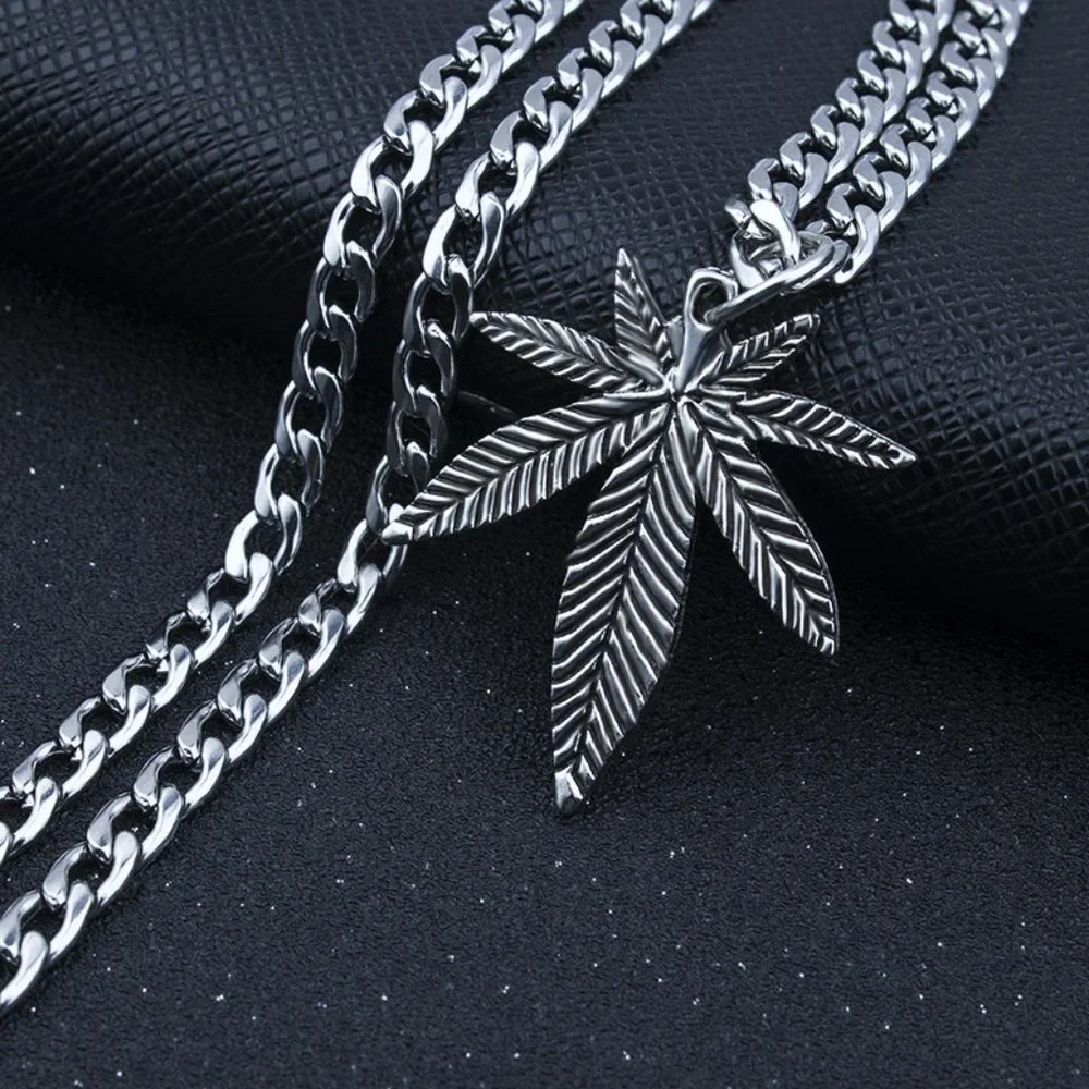 ❤️Hip Hop Leaf Chain Pendant Necklace for women/men, N90201P141